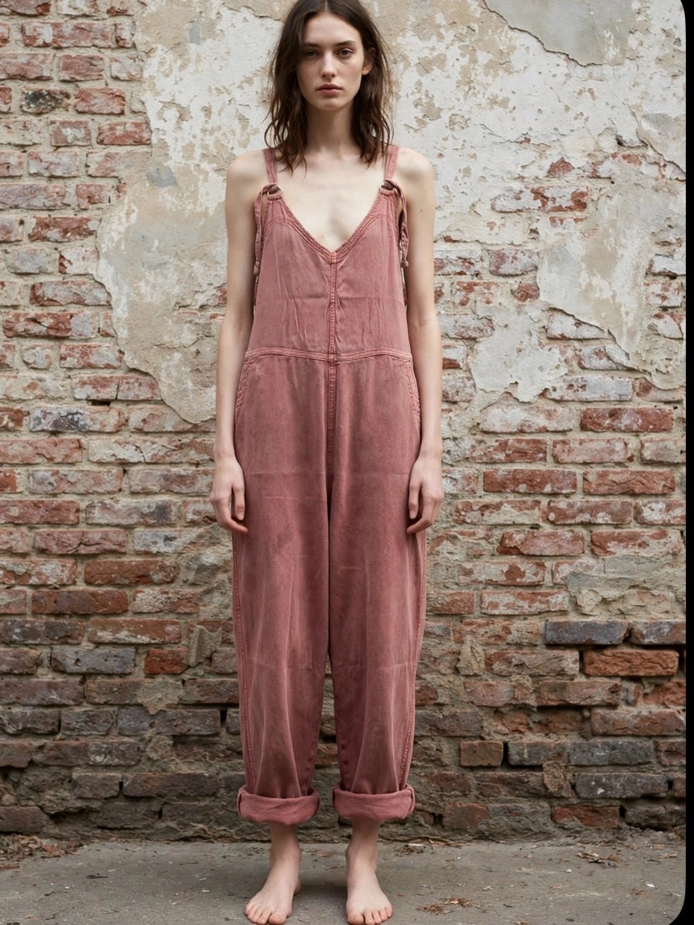 American Eagle oversized cotton overalls